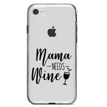 DistinctInk® Clear Shockproof Hybrid Case for Apple iPhone / Samsung Galaxy / Google Pixel - Mama Needs Wine - Wine Glass