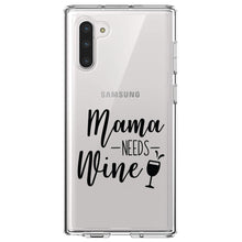 DistinctInk® Clear Shockproof Hybrid Case for Apple iPhone / Samsung Galaxy / Google Pixel - Mama Needs Wine - Wine Glass