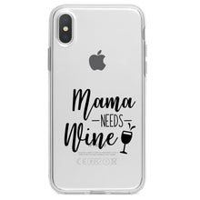 DistinctInk® Clear Shockproof Hybrid Case for Apple iPhone / Samsung Galaxy / Google Pixel - Mama Needs Wine - Wine Glass