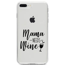 DistinctInk® Clear Shockproof Hybrid Case for Apple iPhone / Samsung Galaxy / Google Pixel - Mama Needs Wine - Wine Glass