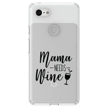 DistinctInk® Clear Shockproof Hybrid Case for Apple iPhone / Samsung Galaxy / Google Pixel - Mama Needs Wine - Wine Glass