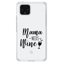 DistinctInk® Clear Shockproof Hybrid Case for Apple iPhone / Samsung Galaxy / Google Pixel - Mama Needs Wine - Wine Glass