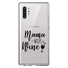 DistinctInk® Clear Shockproof Hybrid Case for Apple iPhone / Samsung Galaxy / Google Pixel - Mama Needs Wine - Wine Glass