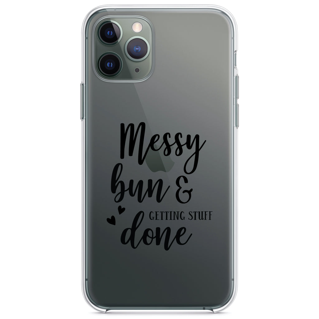 Messy Bun & Getting Stuff Done Clear Shockproof iPhone Case