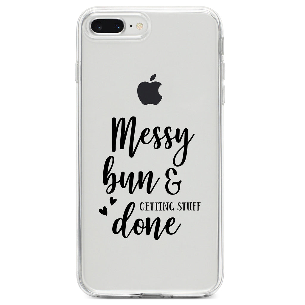 Messy Bun & Getting Stuff Done Clear Shockproof iPhone Case, view 6
