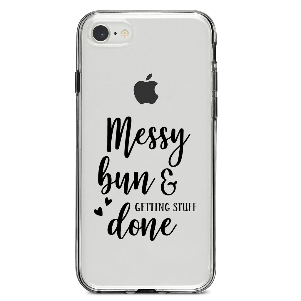 Messy Bun & Getting Stuff Done Clear Shockproof iPhone Case, view 5