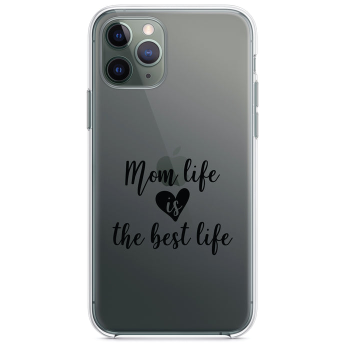 DistinctInk® Clear Shockproof Hybrid Case for Apple iPhone / Samsung Galaxy / Google Pixel - Mom Life is the Best Life - Heart