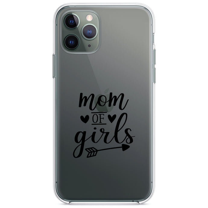 DistinctInk® Clear Shockproof Hybrid Case for Apple iPhone / Samsung Galaxy / Google Pixel - Mom of Girls
