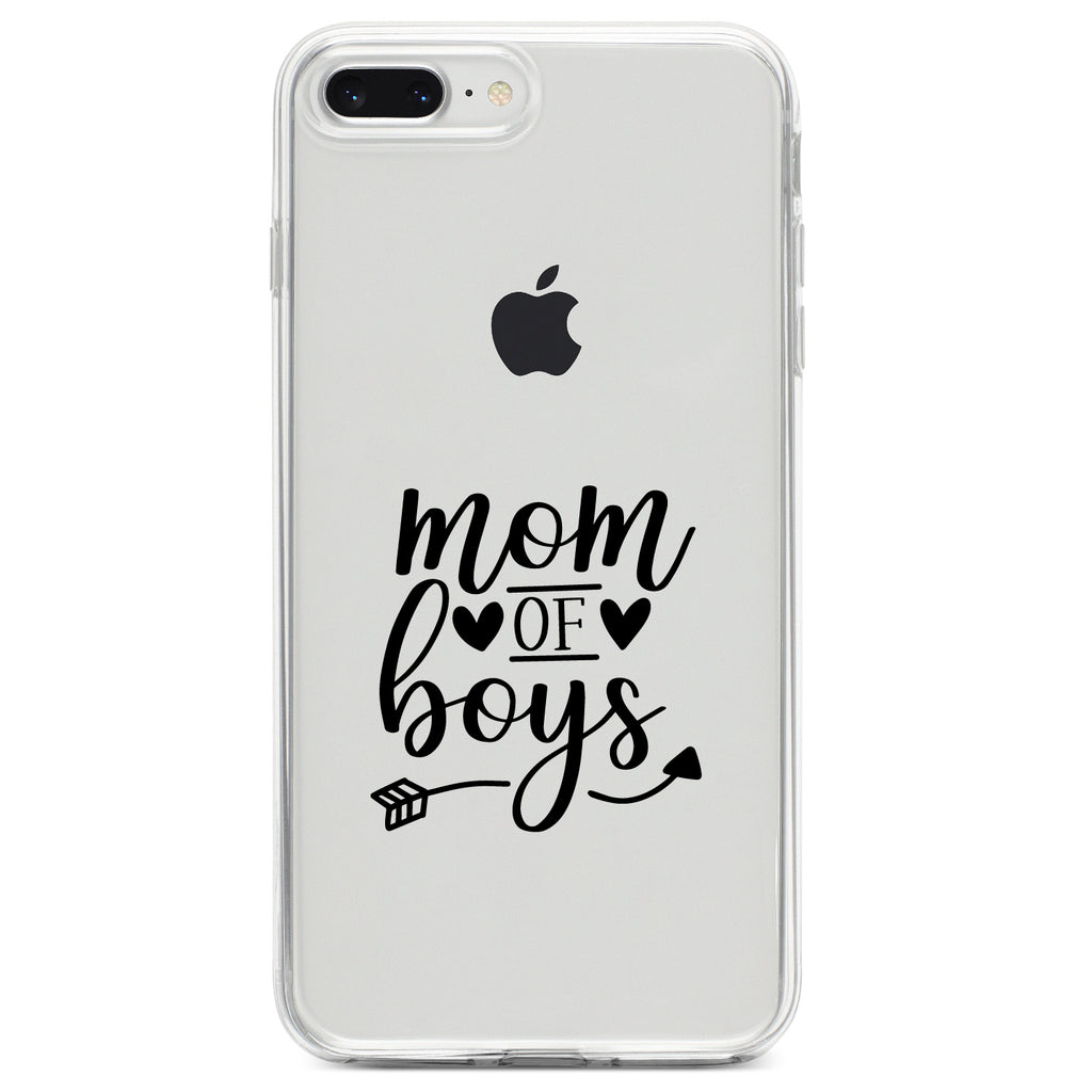 Mom of Boys Clear Shockproof iPhone Case, view 6
