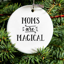 DistinctInk® Hanging Ceramic Christmas Tree Ornament with Gold String - Great Gift / Present - 2 3/4 inch Diameter - Moms Are Magical