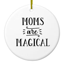 DistinctInk® Hanging Ceramic Christmas Tree Ornament with Gold String - Great Gift / Present - 2 3/4 inch Diameter - Moms Are Magical
