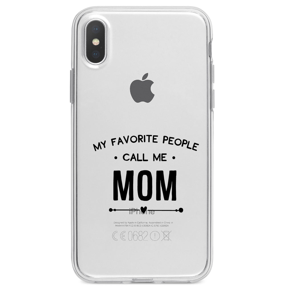 My Favorite People Call Me Mom Clear Shockproof iPhone Case, view 2