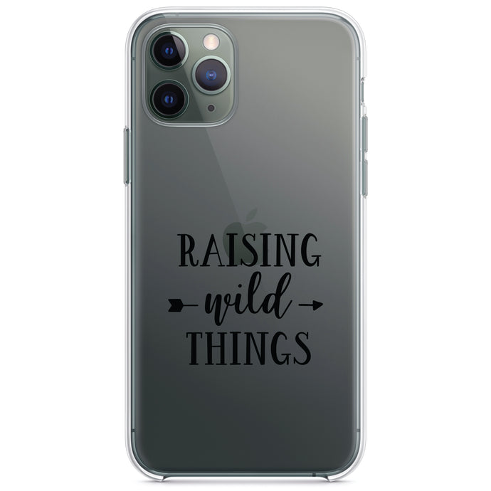 DistinctInk® Clear Shockproof Hybrid Case for Apple iPhone / Samsung Galaxy / Google Pixel - Raising Wild Things - Mom