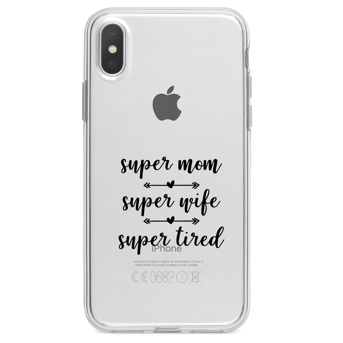 Super Mom Super Wife Super Tired Clear Shockproof iPhone Case, view 2