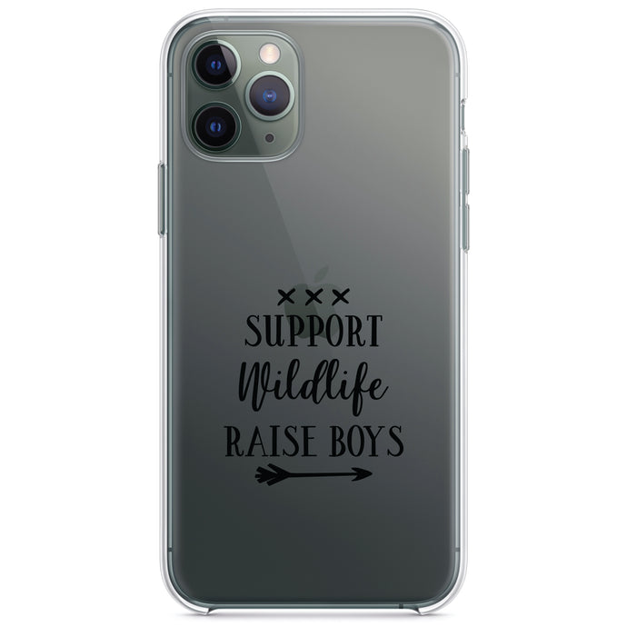 DistinctInk® Clear Shockproof Hybrid Case for Apple iPhone / Samsung Galaxy / Google Pixel - Support Wildlife - Raise Boys