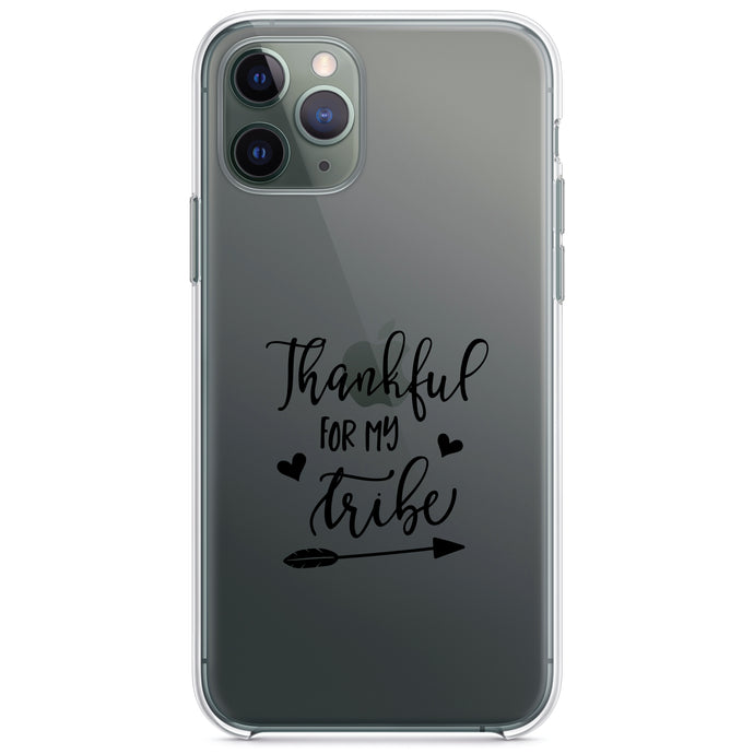 DistinctInk® Clear Shockproof Hybrid Case for Apple iPhone / Samsung Galaxy / Google Pixel - Thankful for My Tribe