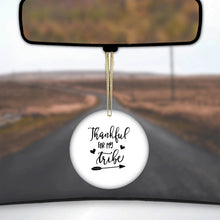 DistinctInk® Hanging Ceramic Christmas Tree Ornament with Gold String - Great Gift / Present - 2 3/4 inch Diameter - Thankful for My Tribe