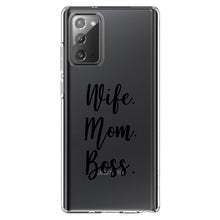DistinctInk® Clear Shockproof Hybrid Case for Apple iPhone / Samsung Galaxy / Google Pixel - Wife. Mom. Boss.