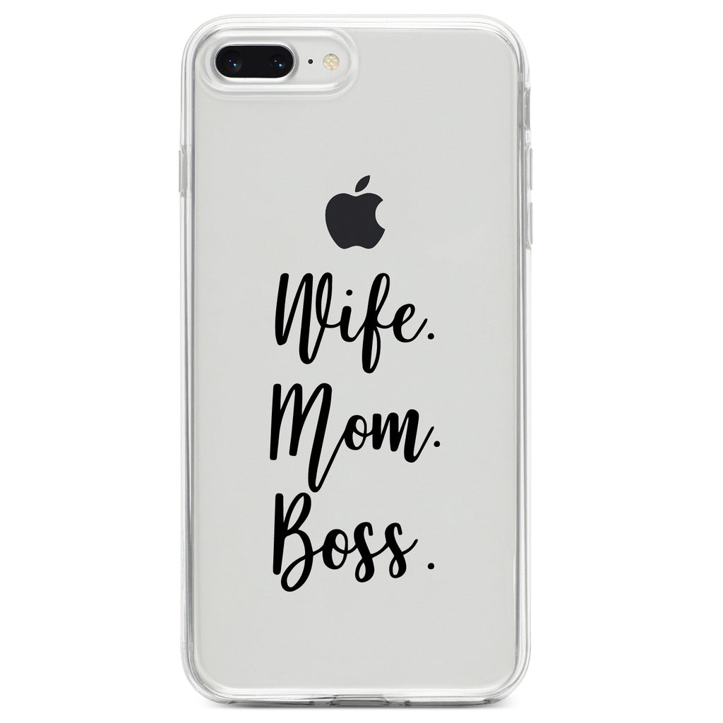 Wife. Mom. Boss Clear Shockproof iPhone Case, view 6