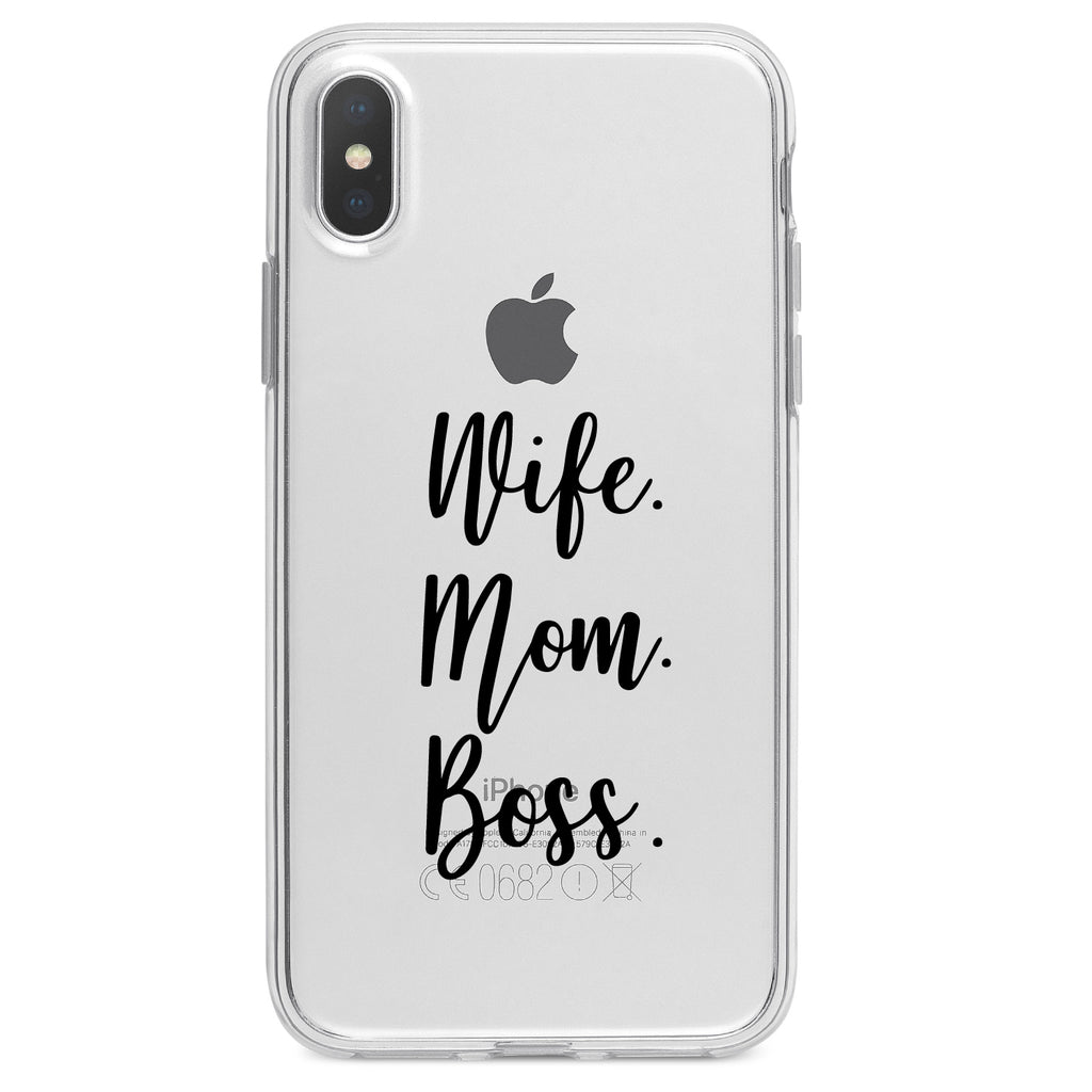Wife. Mom. Boss Clear Shockproof iPhone Case, view 4
