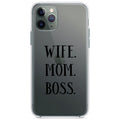 Wife. Mom. Boss. (Serif) Clear Shockproof iPhone Case