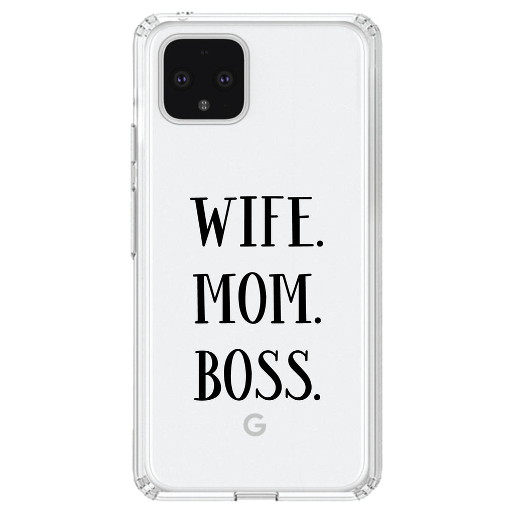 Wife. Mom. Boss. (Serif) Clear Shockproof iPhone Case, view 23
