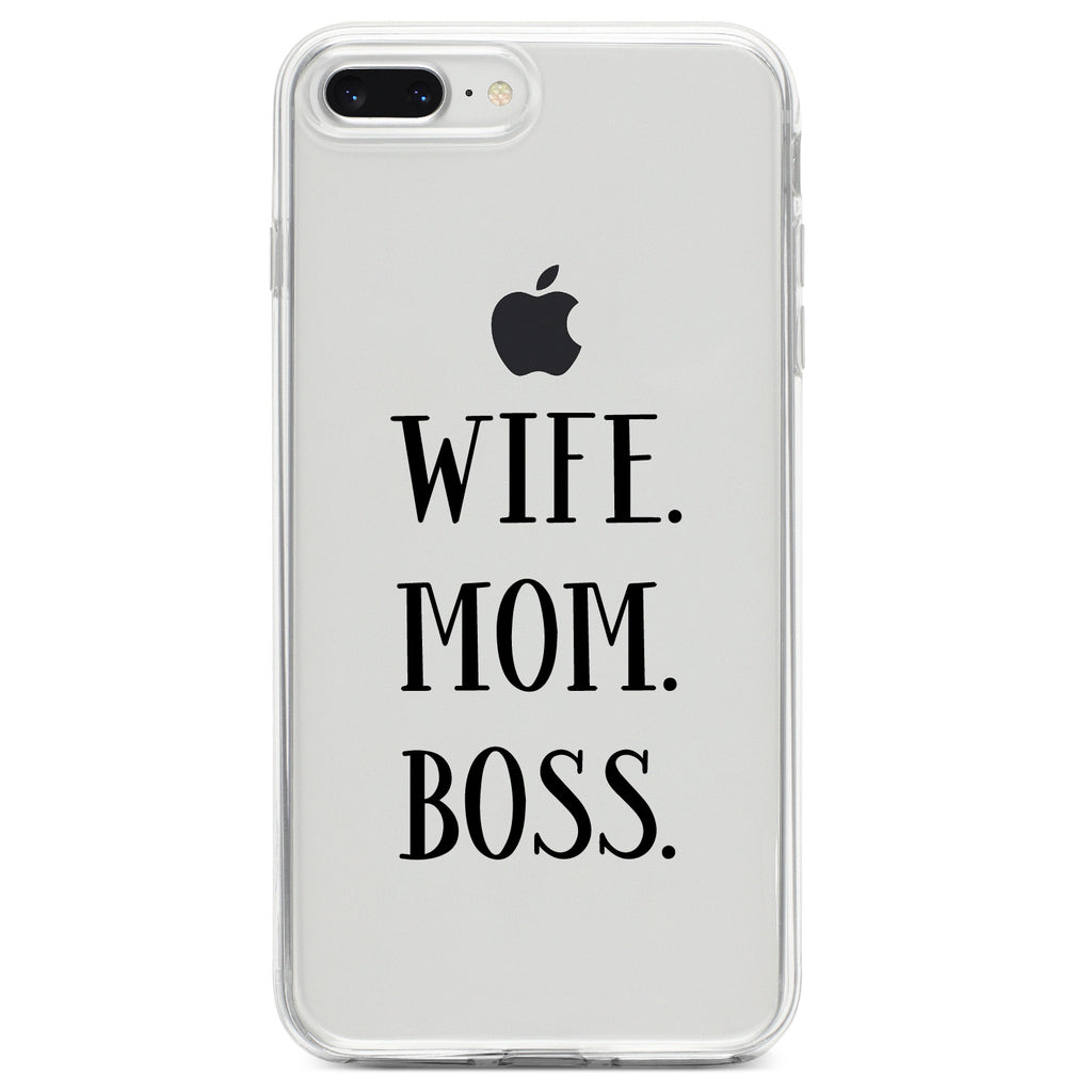 Wife. Mom. Boss. (Serif) Clear Shockproof iPhone Case, view 6