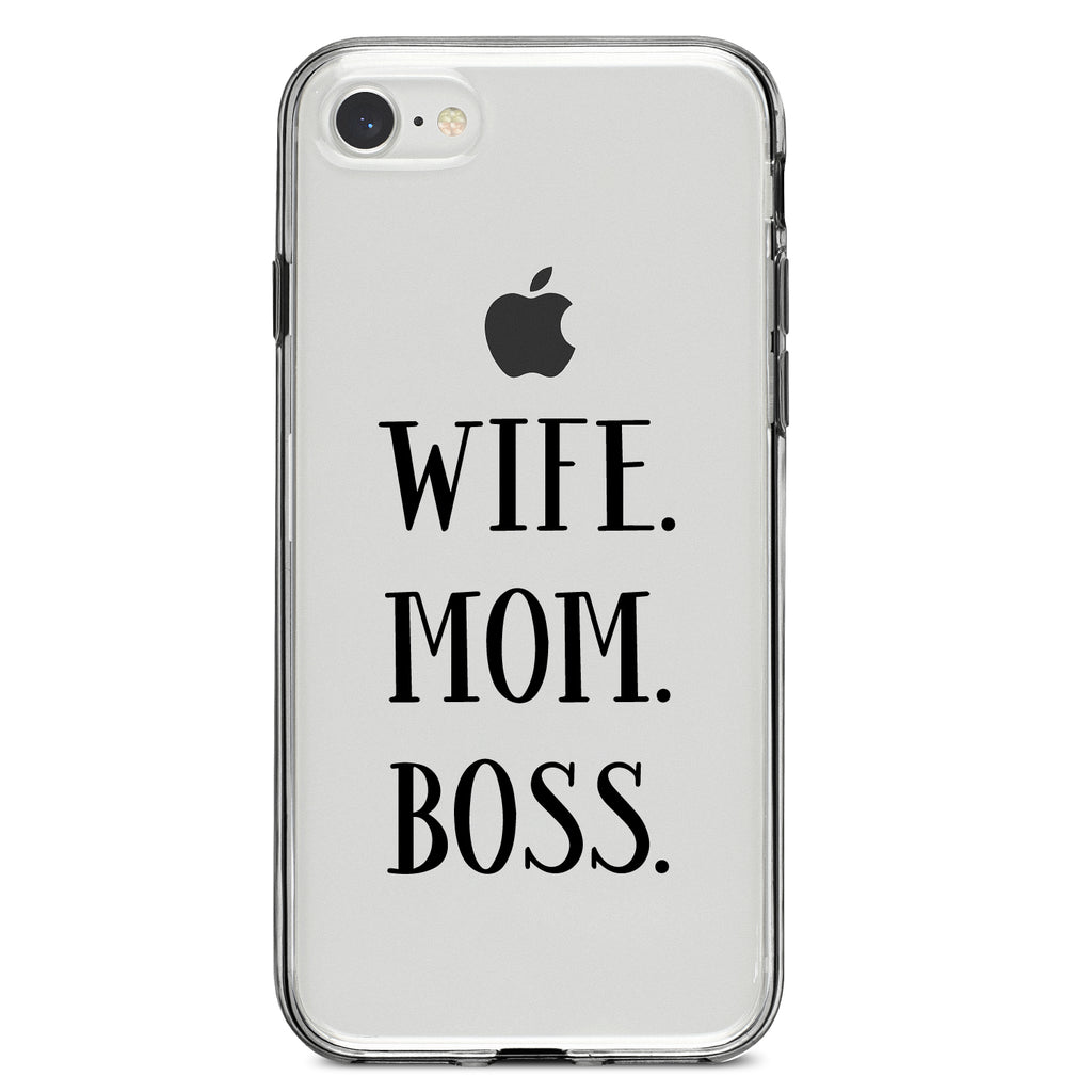 Wife. Mom. Boss. (Serif) Clear Shockproof iPhone Case, view 5