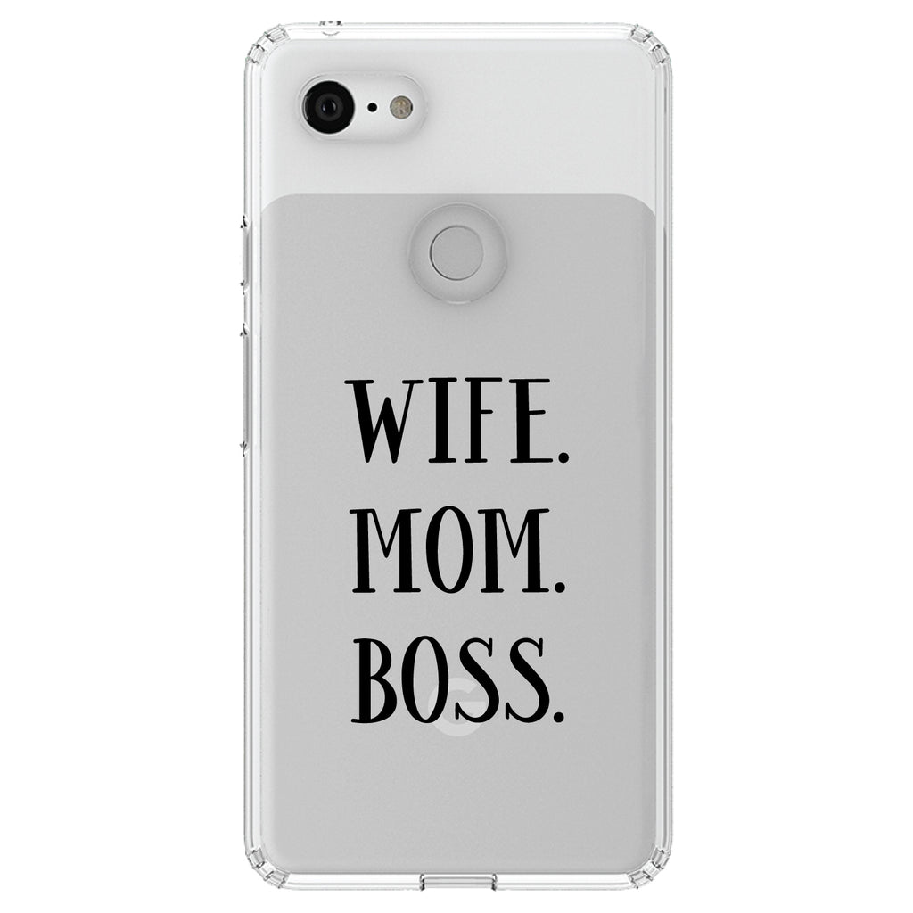 Wife. Mom. Boss. (Serif) Clear Shockproof iPhone Case, view 22