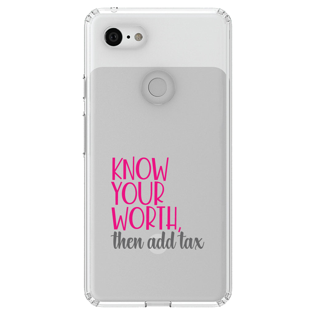 Know Your Worth, Then Add Tax Clear Shockproof iPhone Case, view 21