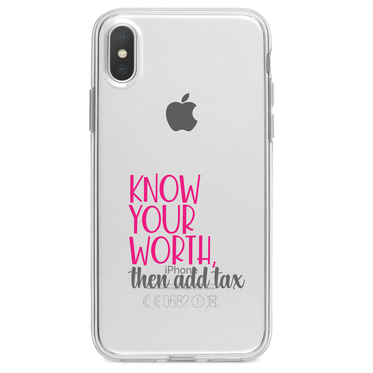 Know Your Worth, Then Add Tax Clear Shockproof iPhone Case, view 2