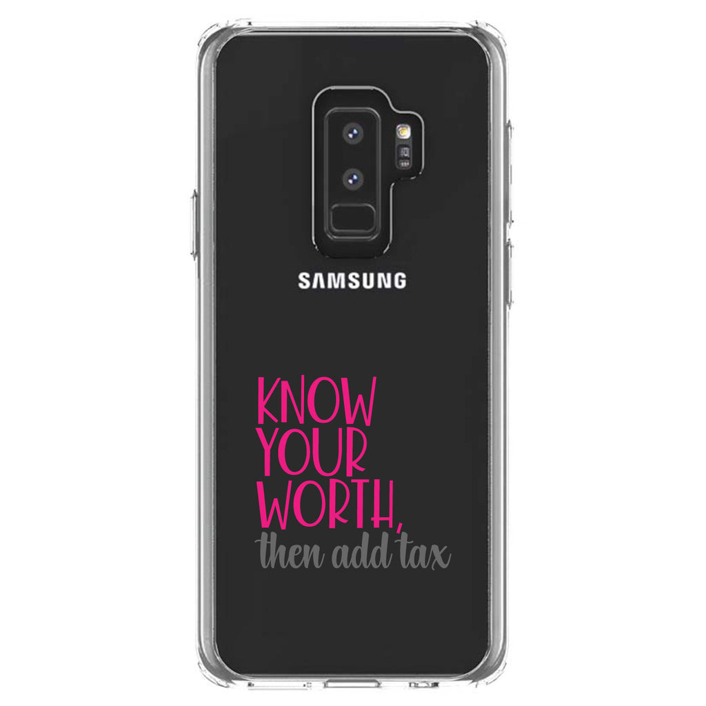 Know Your Worth, Then Add Tax Clear Shockproof iPhone Case, view 20