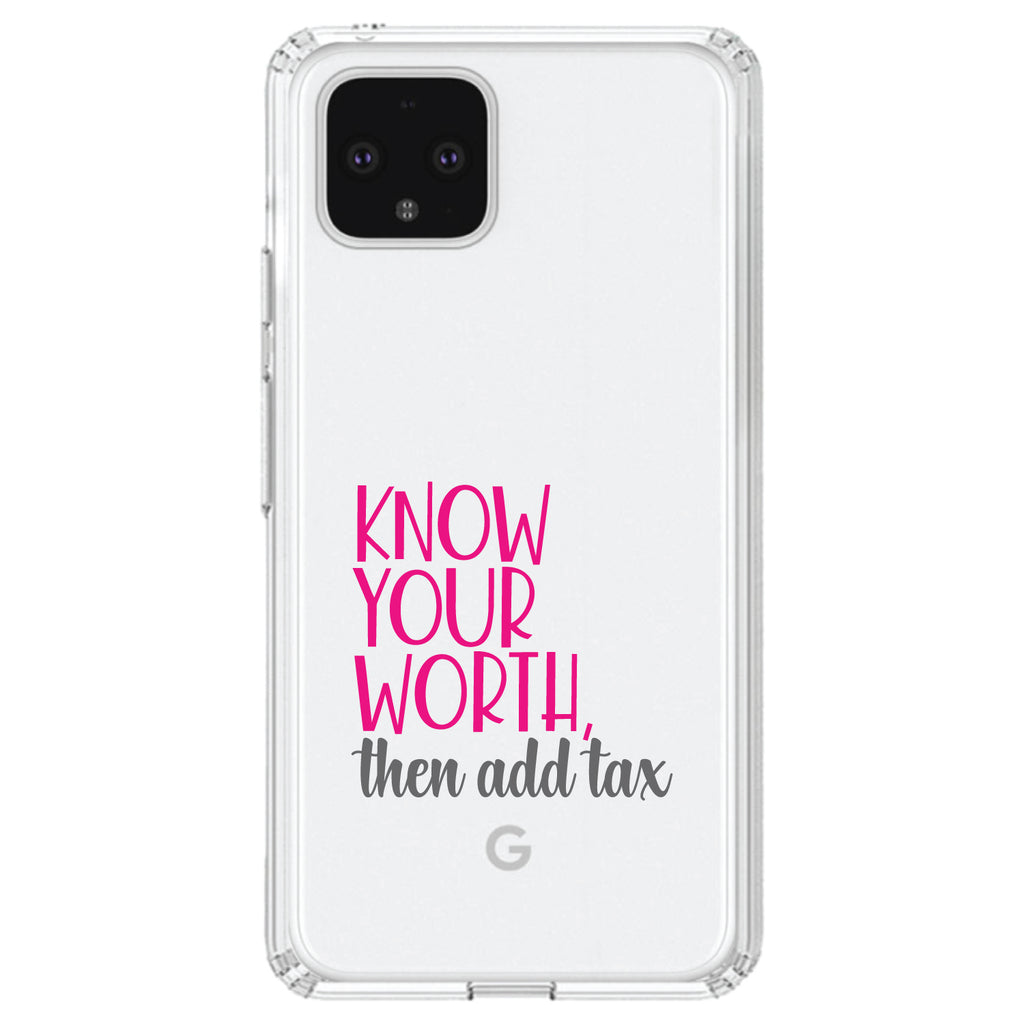 Know Your Worth, Then Add Tax Clear Shockproof iPhone Case, view 23