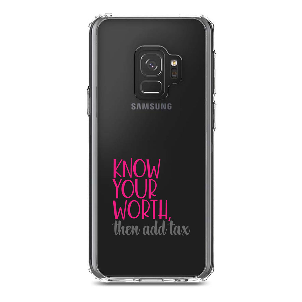 Know Your Worth, Then Add Tax Clear Shockproof iPhone Case, view 19