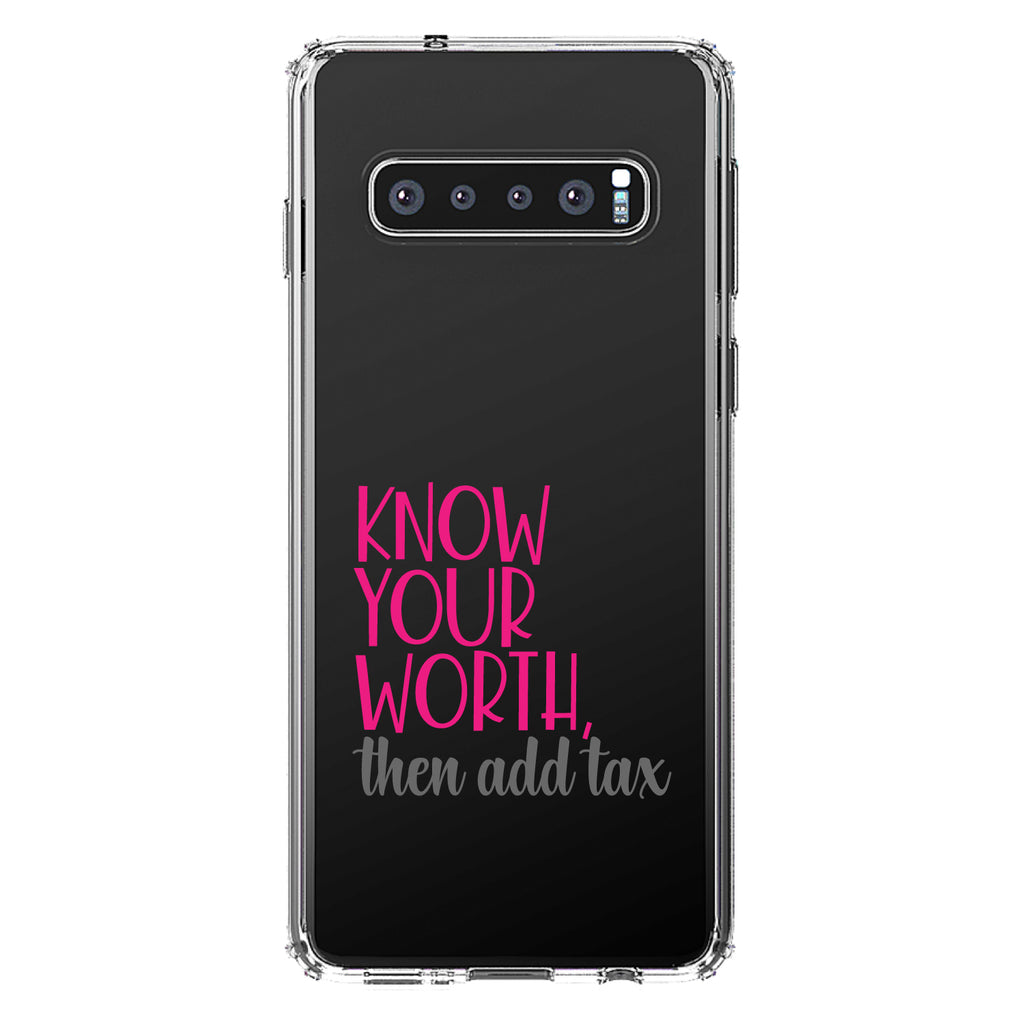 Know Your Worth, Then Add Tax Clear Shockproof iPhone Case, view 16