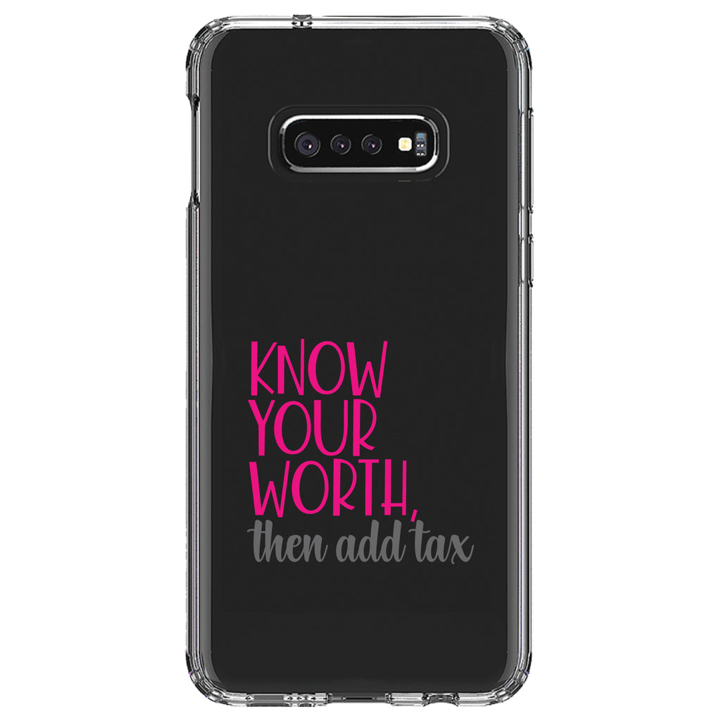 Know Your Worth, Then Add Tax Clear Shockproof iPhone Case, view 18