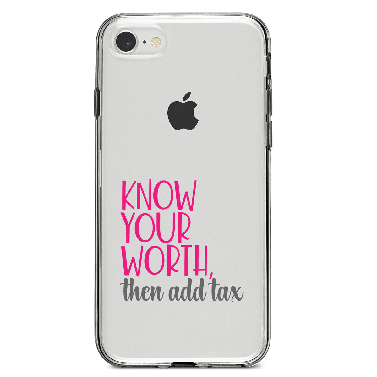 Know Your Worth, Then Add Tax Clear Shockproof iPhone Case, view 5