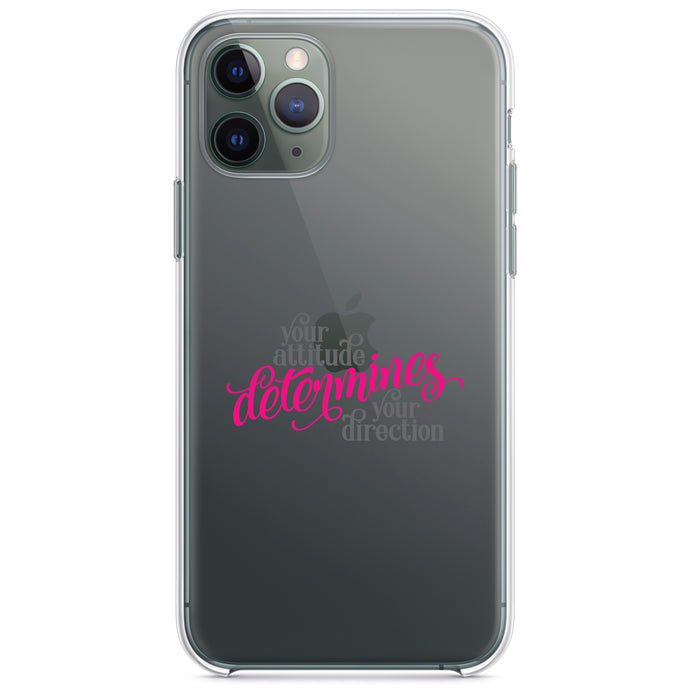 DistinctInk® Clear Shockproof Hybrid Case for Apple iPhone / Samsung Galaxy / Google Pixel - Your Attitude Determines Your Direction