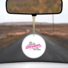 DistinctInk® Hanging Ceramic Christmas Tree Ornament with Gold String - Great Gift / Present - 2 3/4 inch Diameter - Your Attitude Determines Your Direction