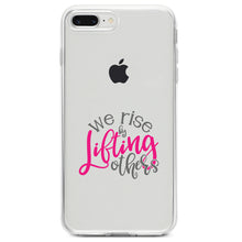DistinctInk® Clear Shockproof Hybrid Case for Apple iPhone / Samsung Galaxy / Google Pixel - We Rise by Lifting Others