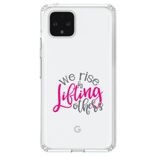 DistinctInk® Clear Shockproof Hybrid Case for Apple iPhone / Samsung Galaxy / Google Pixel - We Rise by Lifting Others