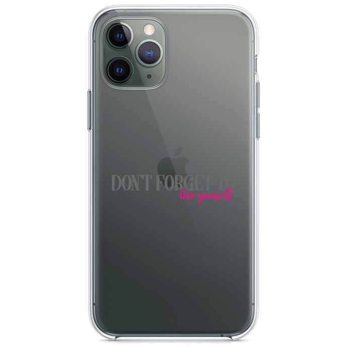 DistinctInk® Clear Shockproof Hybrid Case for Apple iPhone / Samsung Galaxy / Google Pixel - Don't Forget to Love Yourself