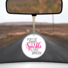 DistinctInk® Hanging Ceramic Christmas Tree Ornament with Gold String - Great Gift / Present - 2 3/4 inch Diameter - Don't Be Afraid to Sparkle A Little Brighter