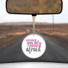 DistinctInk® Hanging Ceramic Christmas Tree Ornament with Gold String - Great Gift / Present - 2 3/4 inch Diameter - What Would You Do If You Weren't Afraid
