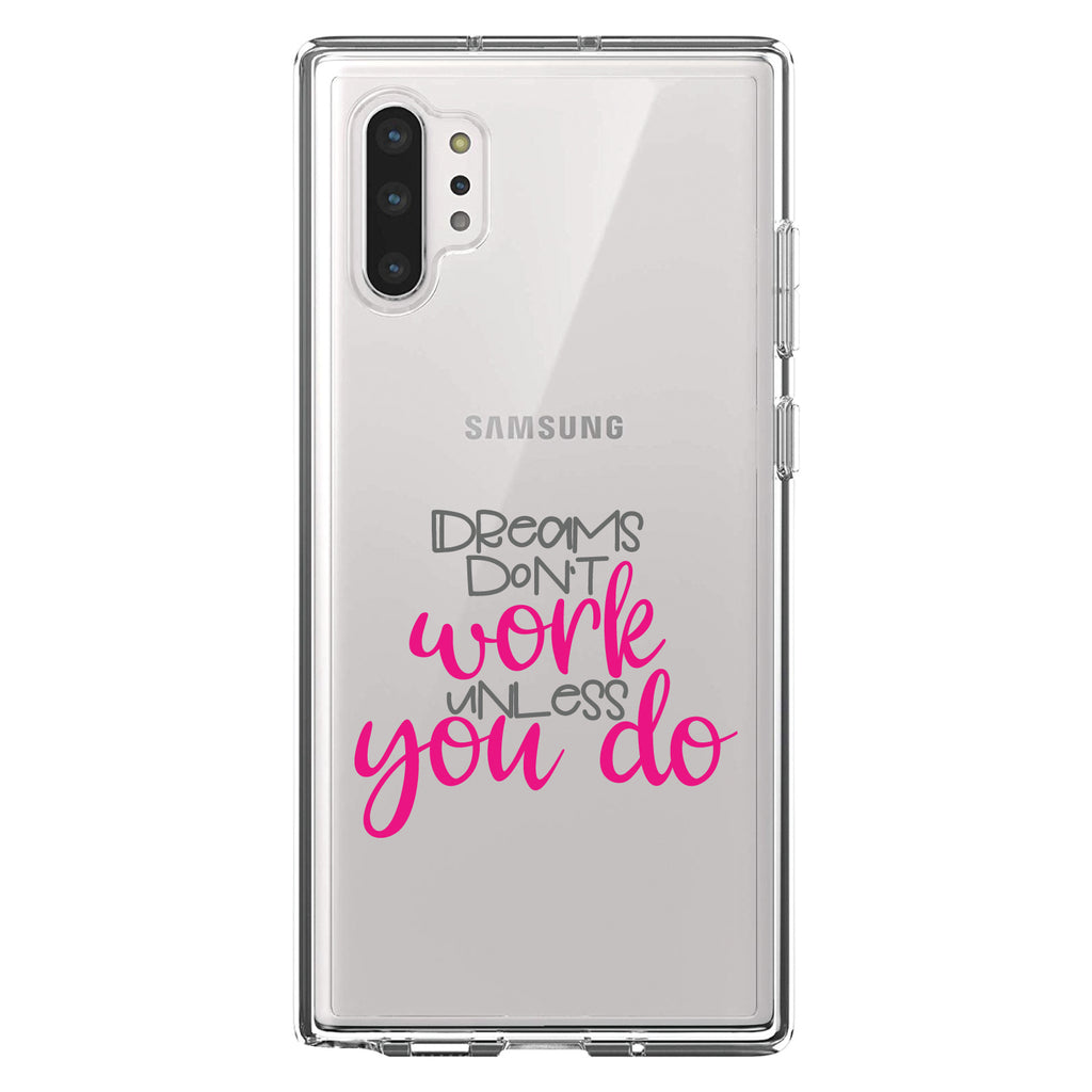 Dreams Don't Work Unless You Do Clear Shockproof iPhone Case, view 10
