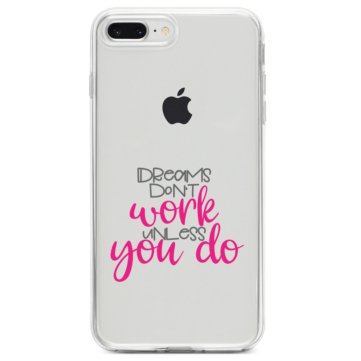 Dreams Don't Work Unless You Do Clear Shockproof iPhone Case, view 6