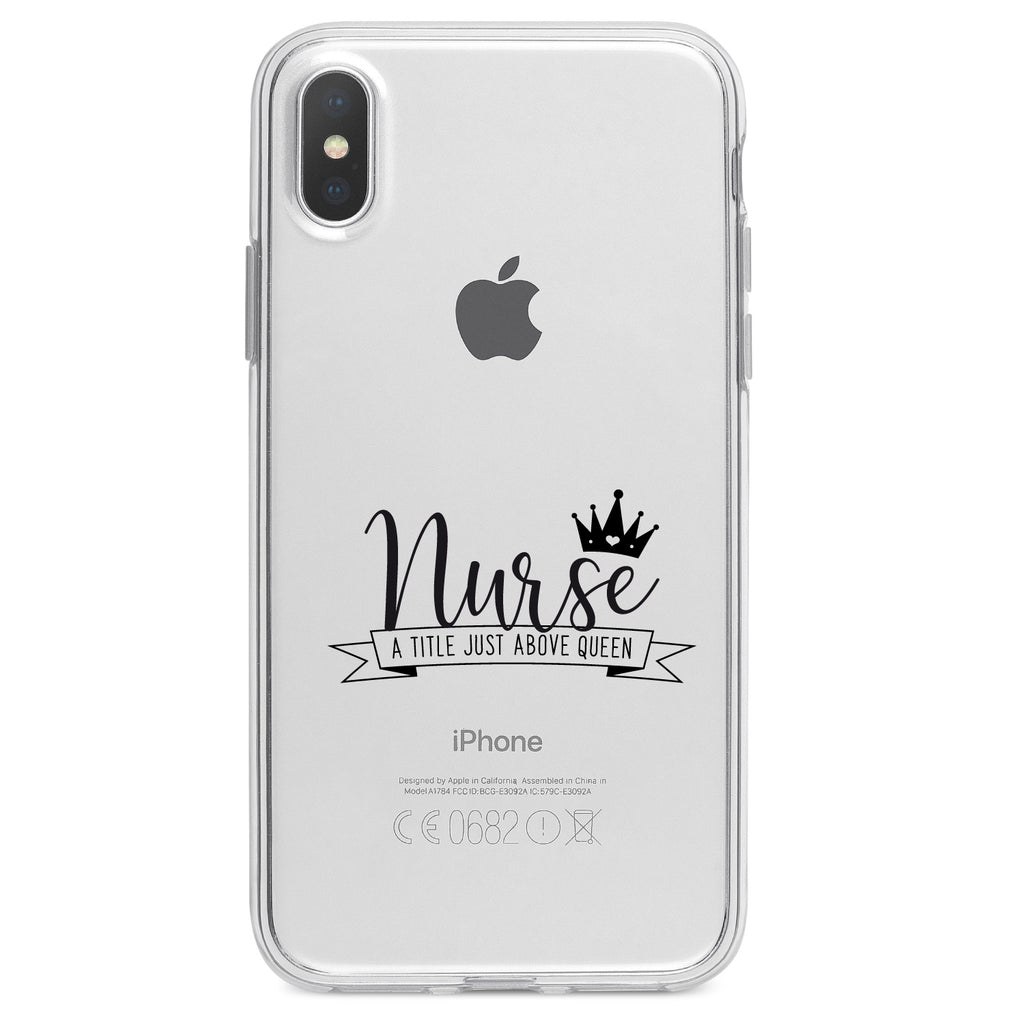 Nurse, Title Just Above Queen, Black Clear Shockproof iPhone Case, view 4