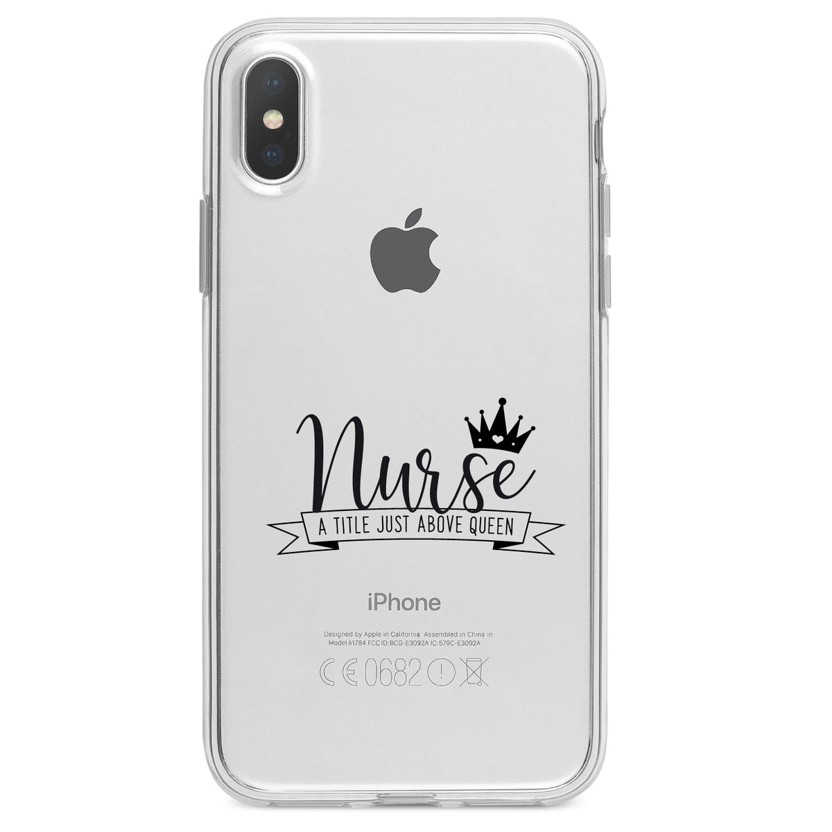 Nurse, Title Just Above Queen, Black Clear Shockproof iPhone Case, view 4