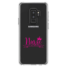 DistinctInk® Clear Shockproof Hybrid Case for Apple iPhone / Samsung Galaxy / Google Pixel - Nurse - Title Just Above Queen - Pink
