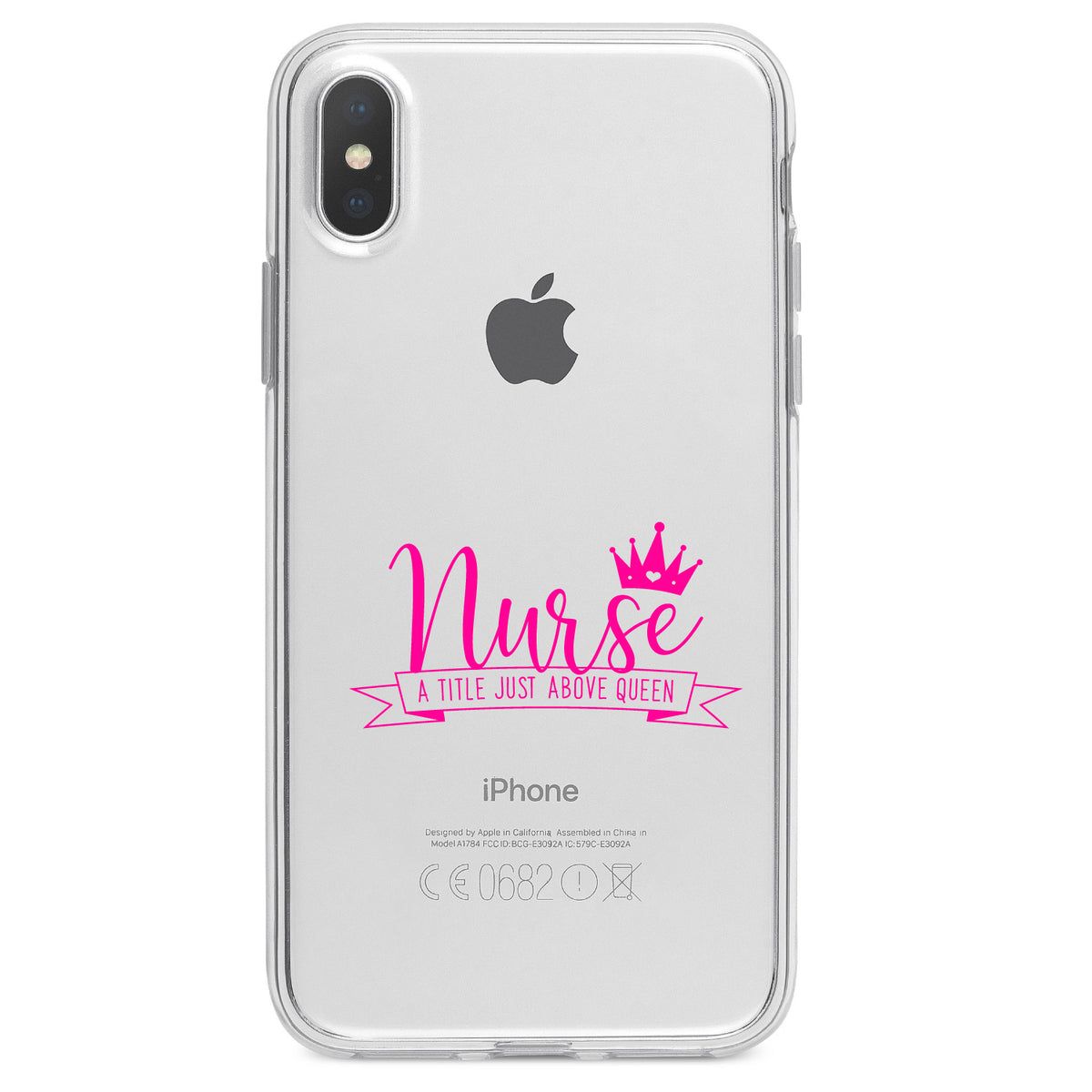 Nurse, Title Just Above Queen, Pink Clear Shockproof iPhone Case, view 3